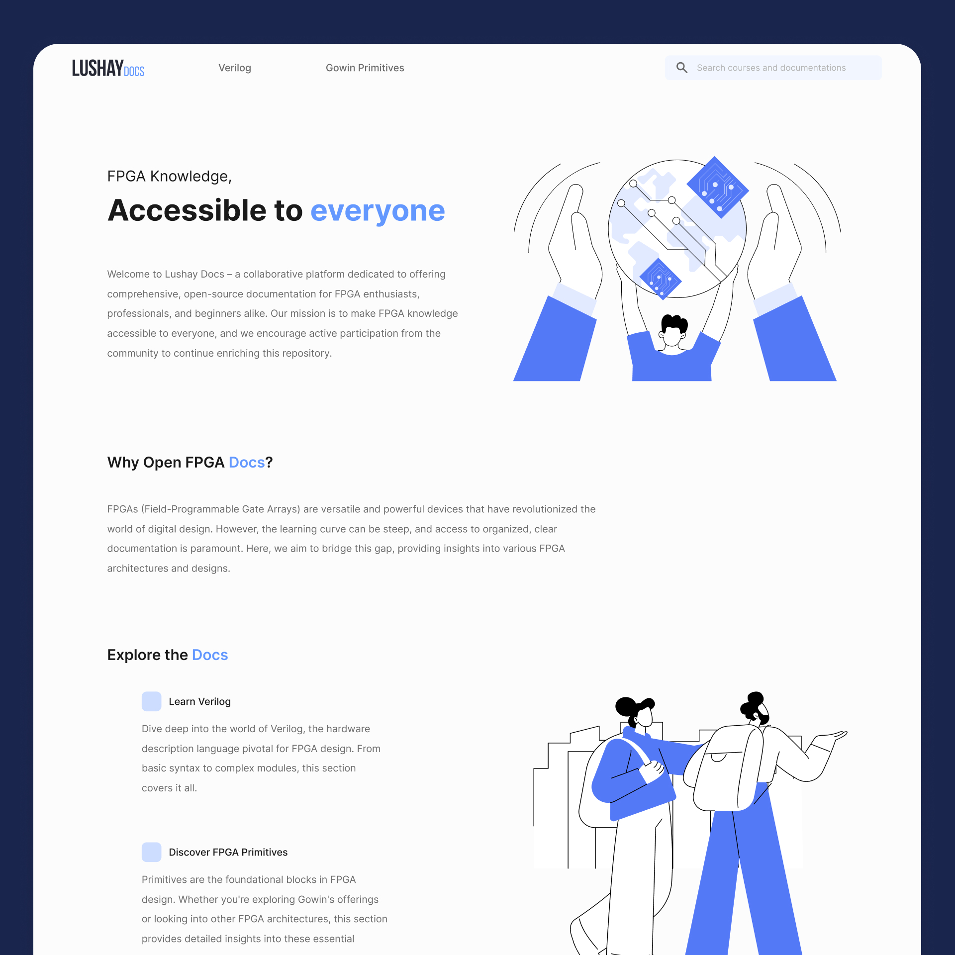 Clean landing page with flat illustration, to show professionalism and playfulness.<br/><br/> A prominent call to action directs clients to the desired collection.<br/><br/>Custom brand icons and a glimpse of the owner's story create a client connection.