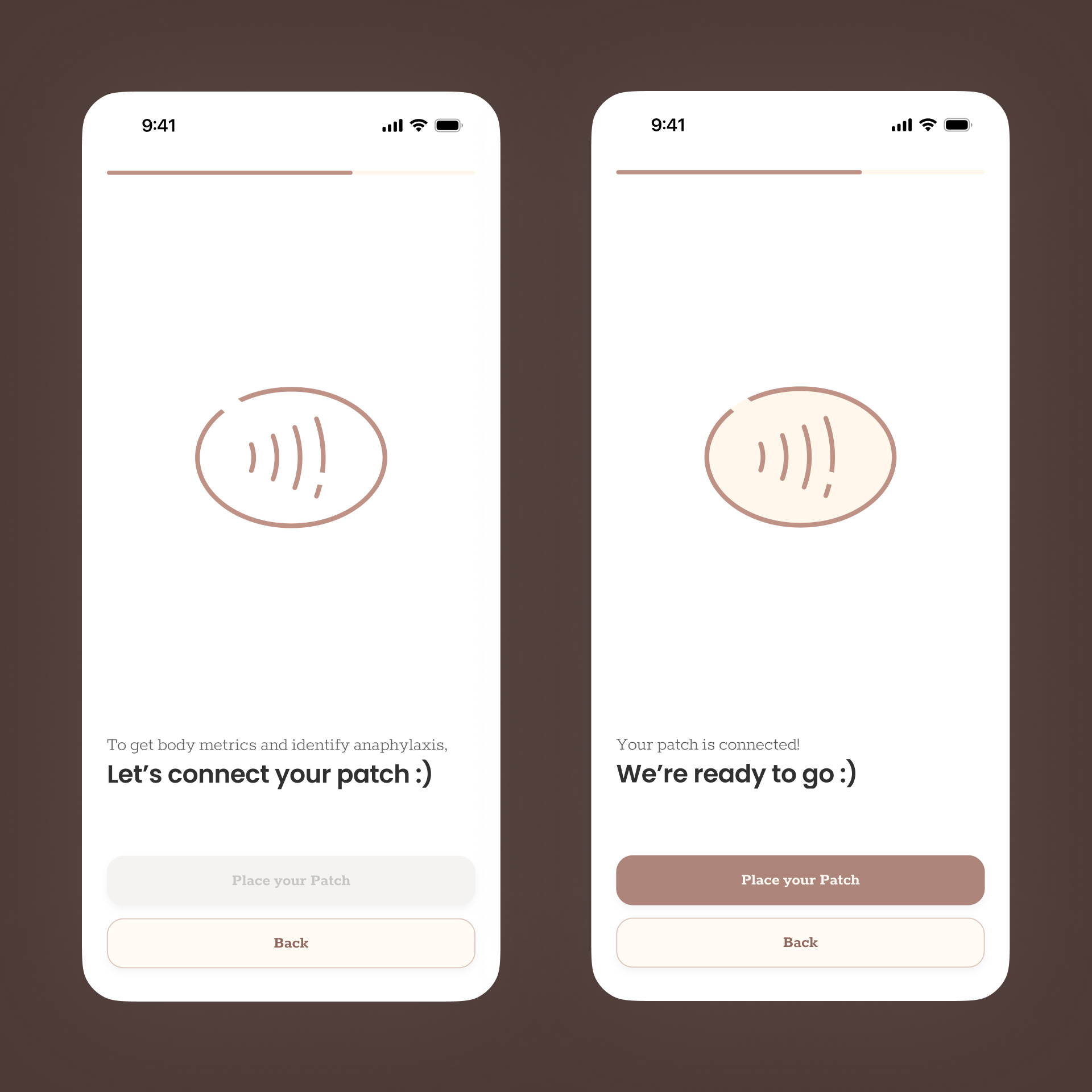 Simply bring the patch close to your iPhone to pair it with the app via NFC.