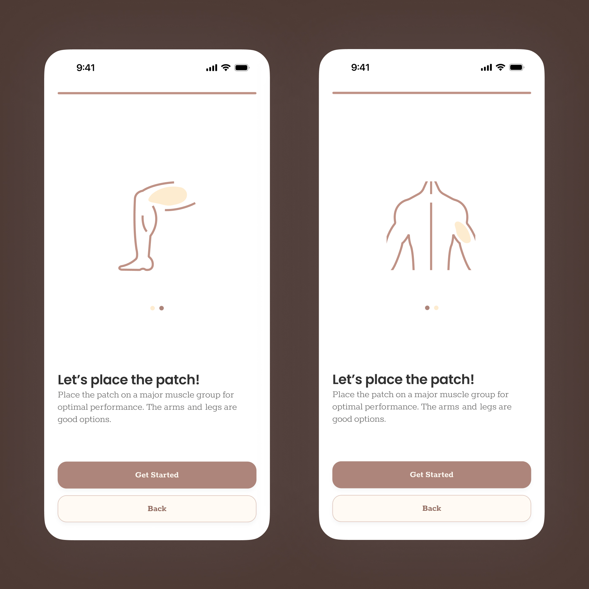 Illustrated guidance showing users how and where to place the patch.